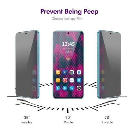 Комплект защитных стекл ENKAY 28 Degree Privacy Screen для Infinix Note 40 - черное