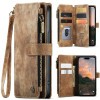 Кожаный чехол-кошелек CaseMe-C30 для iPhone 15 Pro - коричневый