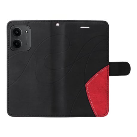 Чохол-книжка Dual-color Splicing Flip Leather на Xiaomi Redmi 15C 4G EU / 15C 5G 173.1mm - чорно-червоний