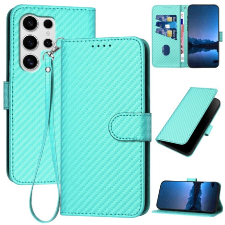 Чехол-книжка Carbon Fiber Texture на Samsung Galaxy S25 Ultra 5G - голубой