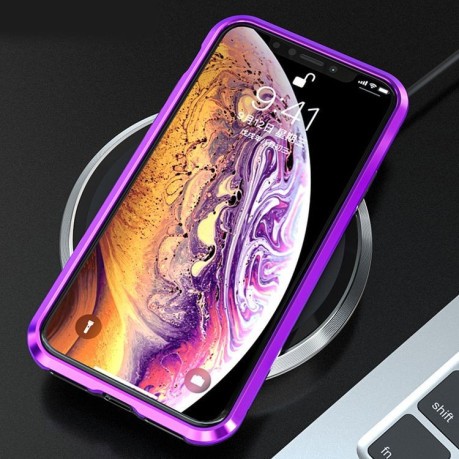 Двусторонний Магнитный Стеклянный Чехол Magnetic Metal Glass Front Back на iPhone XR Черный