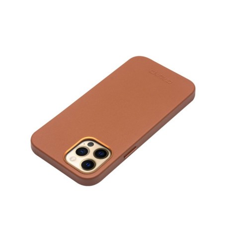 Кожаный чехол QIALINO Nappa Leather Case (with MagSafe Support) для iPhone 12 / 12 Pro - коричневый
