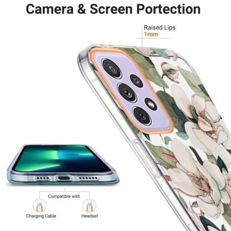 Противоударный чехол Ring IMD Flowers для Samsung Galaxy A73 5G - Green Gardenia