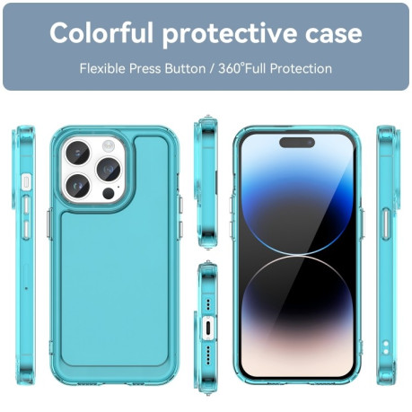 Противоударный чехол Candy Series для iPhone 15 Pro -прозрачно-голубой