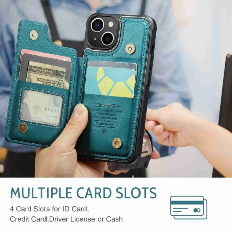 Чехол CaseMe C22 Card Slots Holder RFID Anti-theft для iPhone 15 - синий