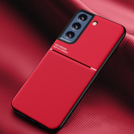 Противоударный чехол Tilt Strip Grain на Samsung Galaxy S21 FE - красный