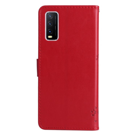 Чехол-книжка Cat Embossing Pattern на Vivo Y11s/Y12A/Y12s/Y20/Y20A/Y20s/Y20G/Y20SG - красный