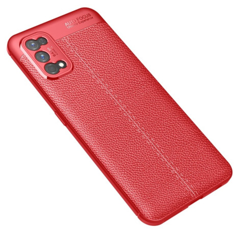 Противоударный чехол Litchi Texture на Realme 8 - красный