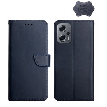 Шкіряний чохол-книжка Genuine Leather Fingerprint-proof для Xiaomi Poco X4 GT - синій