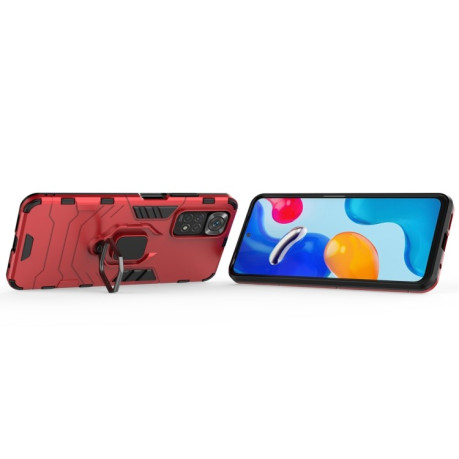 Противоударный чехол HMC Magnetic Ring Holder для Xiaomi Redmi Note 11 4G Global / Note 11S - красный