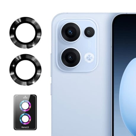 Защитное стекло на камеру ENKAY Aluminium для OPPO Reno13 Global - черное