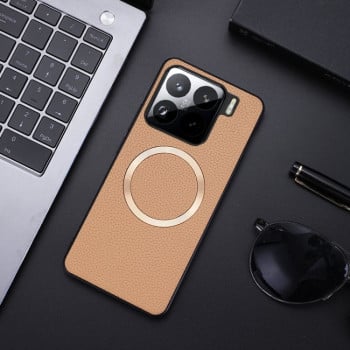 Протиударний чохол CD Magsafe Magnetic Litchi Texture для Xiaomi 15 Pro - хакі