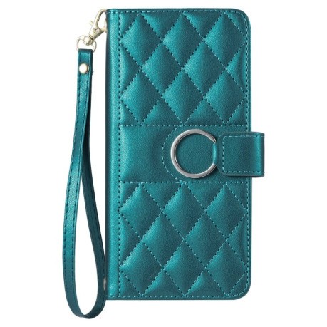 Чехол-книжка Ring Buckle Rhombic Leather для Google Pixel 8a - зеленый