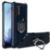 Противоударный чехол Carbon Fiber Protective Case with 360 Degree Rotating Ring Holder на Samsung Galaxy S20 -синий