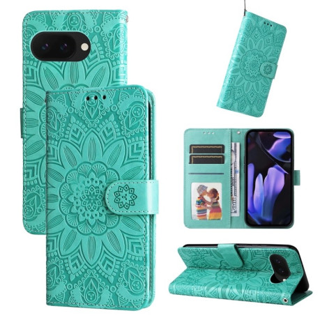 Чехол-книжка Embossed Sunflower для Google Pixel 9a - зеленый