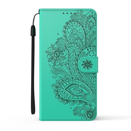 Чехол-книжка Peacock Embossed на Samsung Galaxy M51 - зеленый