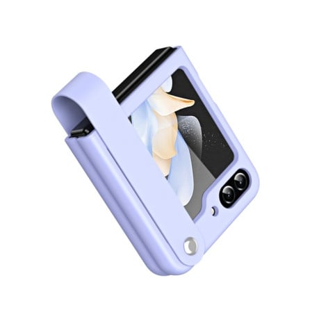 Противоударный чехол Hand Strap Type для Samsung Galaxy  Flip 6 5G - фиолетовый