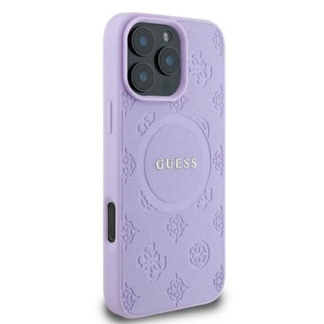 Оригинальный чехол Guess Saffiano Peony Classic Logo MagSafe iPhone 16e - Purple