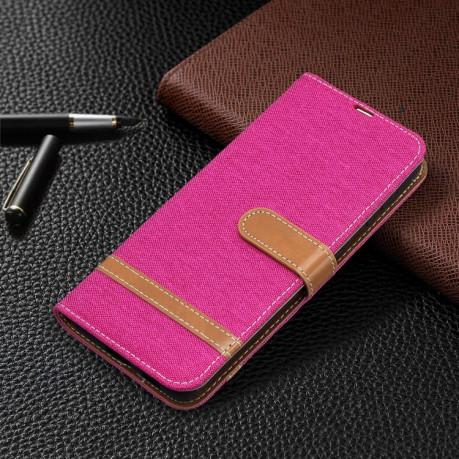 Чехол-книжка Color Matching Denim Texture на Samsung Galaxy S21 Plus - пурпурно-красный