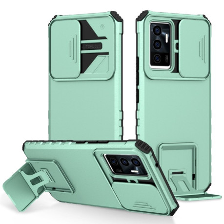 Противоударный чехол Stereoscopic Holder Sliding для Vivo V23e / S10e 5G - голубой