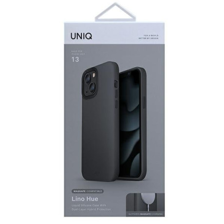 Оригинальный чехол UNIQ etui Lino Hue (MagSafe) для iPhone 14/13 - gray