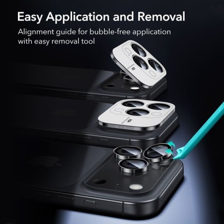Защитное стекло на камеру ESR Armorite Camera на iPhone 14 Pro / Pro Max / 15 Pro / Pro Max / 16 Pro / Pro Max / 17 Pro / Pro Max - Black