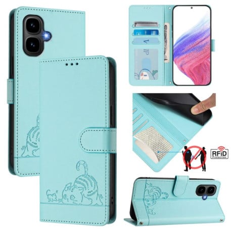 Чохол-книжка з тисненням Cat Rat захистом від сканування RFID на Infinix Smart 10 4G - зелений