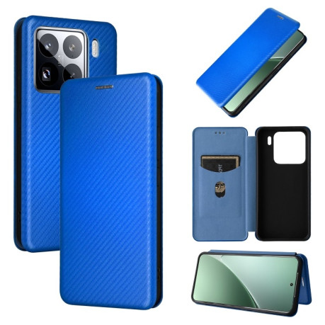 Чехол-книжка Carbon Fiber Texture на Xiaomi 15 - синий