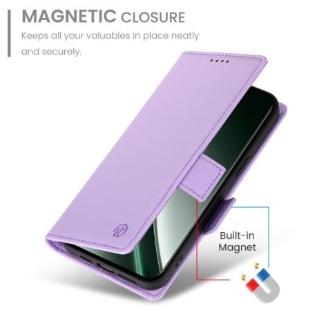 Чехол-книжка Side Buckle Magnetic Frosted Leather для Realme GT 6 Global/ Realme GT 6 4G - фиолетовый