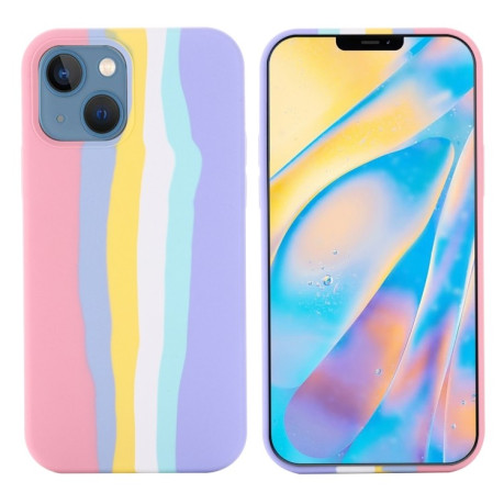 Силіконовий чохол Rainbow Liquid Silicone для iPhone 15-рожевий