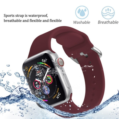 Силиконовый ремешок Solid Color для Apple Watch Series 6/SE/5/4 44mm - винно-красный