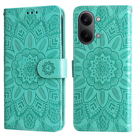Чехол-книжка Embossed Sunflower на Xiaomi Redmi Turbo 5 Max 5G / Poco X8 Pro Max 5G — зелёный