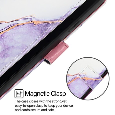 Чехол-книжка PT003 Marble Pattern на OnePlus Nord N30 SE 5G - бело-фиолетовый