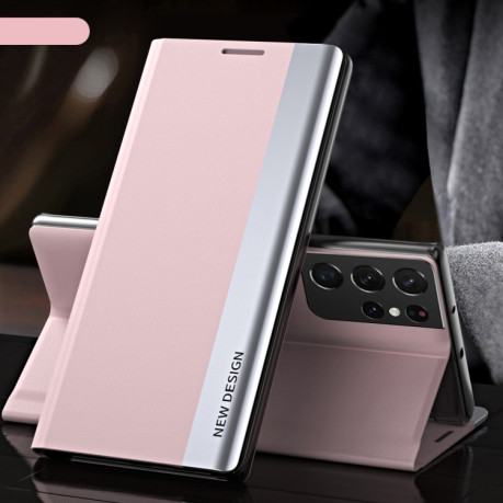 Чехол-книжка Electroplated Ultra-Thin для Samsung Galaxy S23 Ultra 5G - розовый