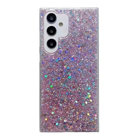 Противоударный чехол Glitter Sequins Epoxy для Samsung Galaxy S24 5G - розовый