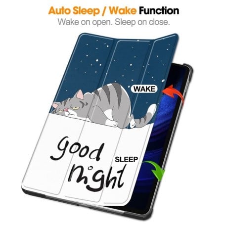 Чехол-книжка Custer Painted для Xiaomi Pad 6 / 6 Pro - Lazy Cat