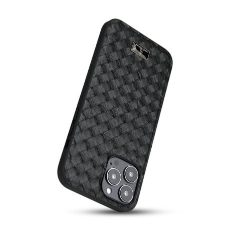 Противоударный чехол Fierre Shann Leather для iPhone 15 Pro - Woven Black
