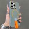 Магнитный чехол Skin-feel Magnetic TPU with Silicone Strap с силиконовым ремешком для iPhone 16 Pro — серый