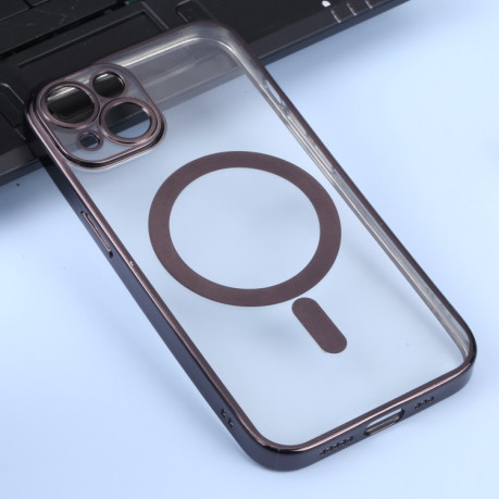 Противоударный чехол MagSafe Electroplating Straight для iPhone 14 - черный