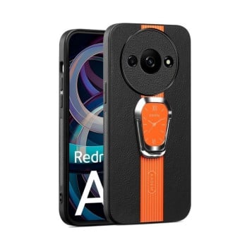 Чохол Magnetic Litchi Leather Back Phone Case with Holder для Xiaomi Redmi A3 - помаранчевий