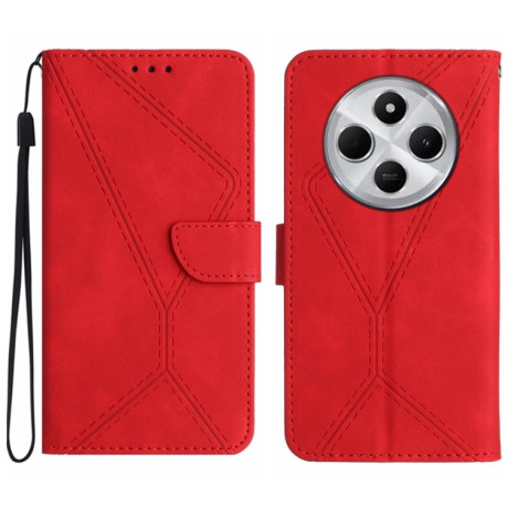 Чехол-книжка Stitching Embossed Leather для Redmi 14C 4G/Poco C75/Redmi A4 5G / 5G Global - красный