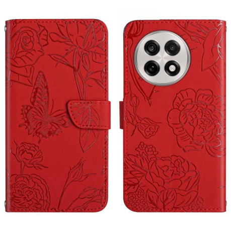 Чохол-книжка Butterfly Peony Embossed для OnePlus 13 - червоний