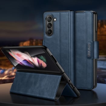Кожаный чехол-книжка SULADA All-inclusive Magnetic Snap Flip Leather для Samsung Galaxy  Fold 6 - синий