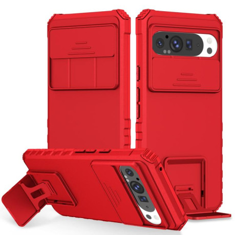 Противоударный чехол Stereoscopic Holder Sliding для Google Pixel 9 Pro XL - красный