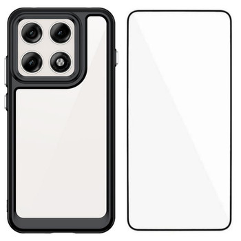 Чохол Wanlonfeng TPU+акрил з плівкою на екран на Motorola Edge 70 Pro 5G — чорний