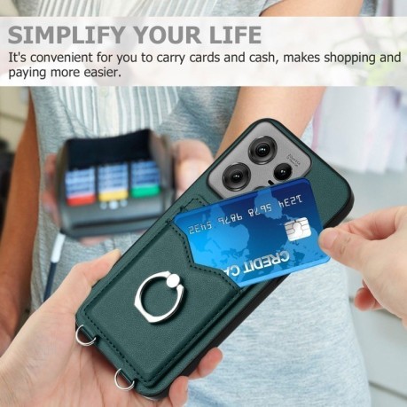 Протиударний чохол R20 Ring Card Holder для Motorola Edge 50 Pro 5G - зелений