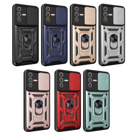 Противоударный чехол Sliding Camshield для Vivo V23 5G / S12 - розовое золото