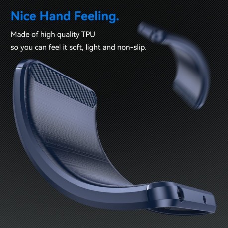 Противоударный чехол Brushed Texture Carbon Fiber на Realme 10 Pro+ - синий