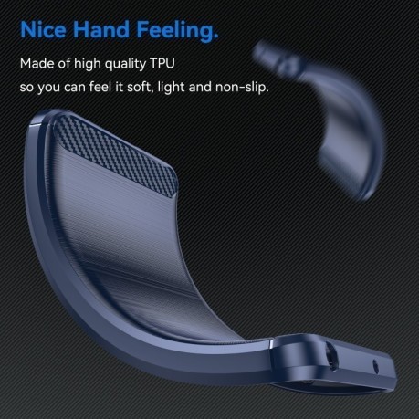 Противоударный чехол Brushed Texture Carbon Fiber на Samsung Galaxy A35 - синий