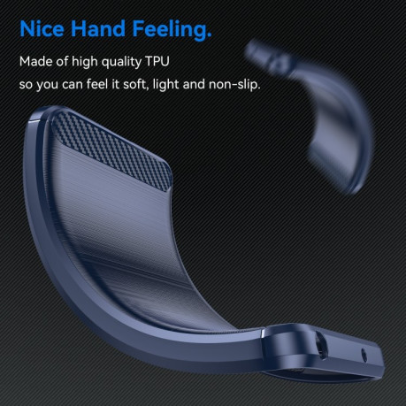 Противоударный чехол Brushed Texture Carbon Fiber на Samsung Galaxy M13 - синий